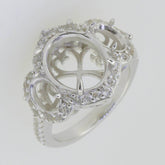 14K White Gold Semi Mount Ring Setting Oval OV 12X10mm - Syzjewelry